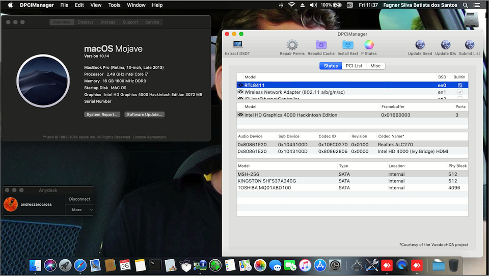 Success Hackintosh macOS Mojave 10.14 Build 18A391 at Asus A46CB-WX025D